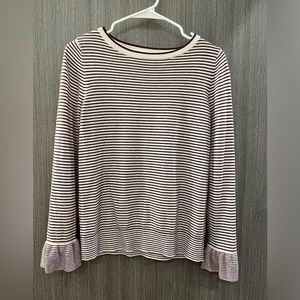 LIKE NEW Loft stripped ruffle sleeve sweater M
